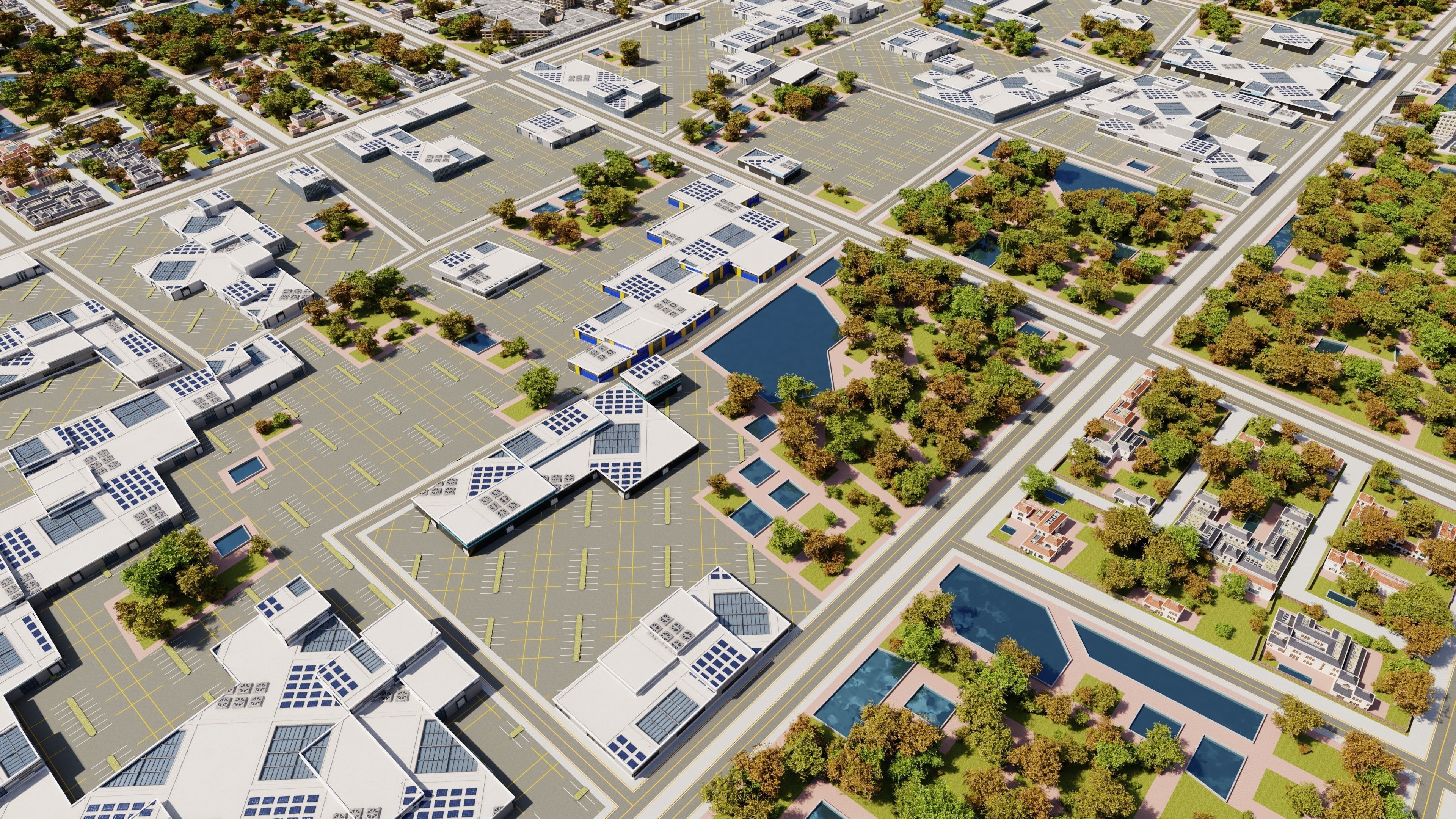 Modern Modular City Blender Cycles Low-poly 3D model_10