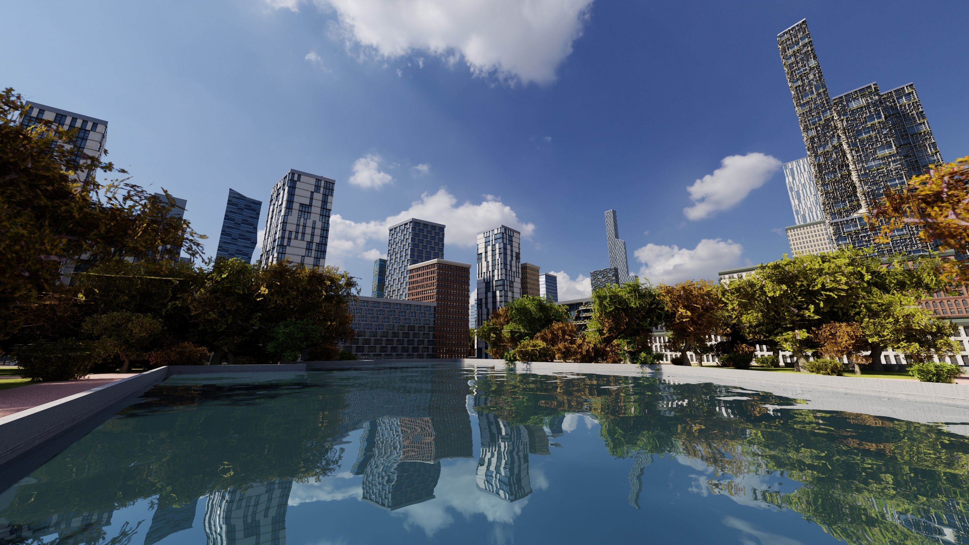 Modern Modular City Blender Cycles Low-poly 3D model_24