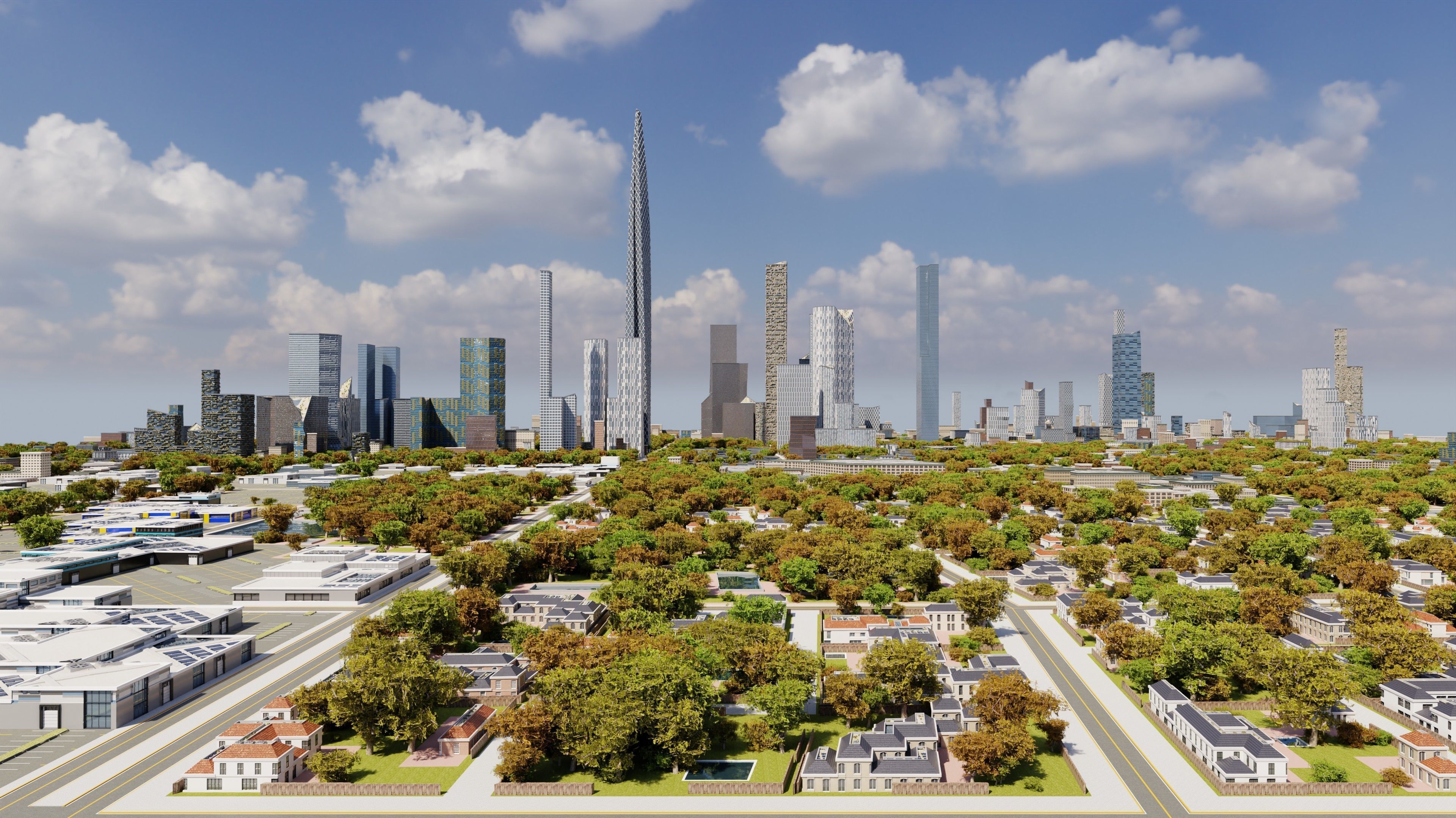 Modern Modular City Blender Cycles Low-poly 3D model_3