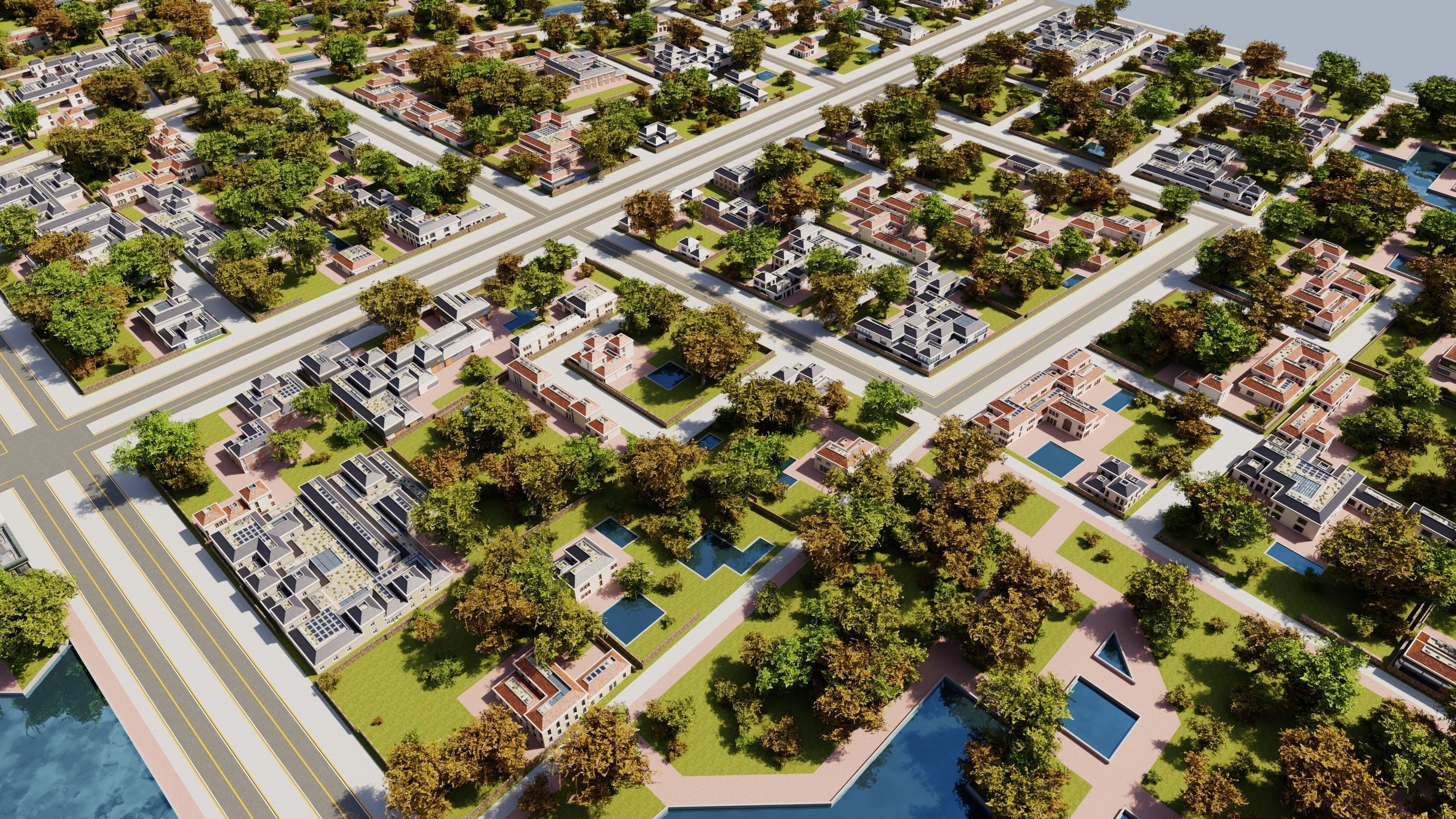 Modern Modular City Blender Cycles Low-poly 3D model_9