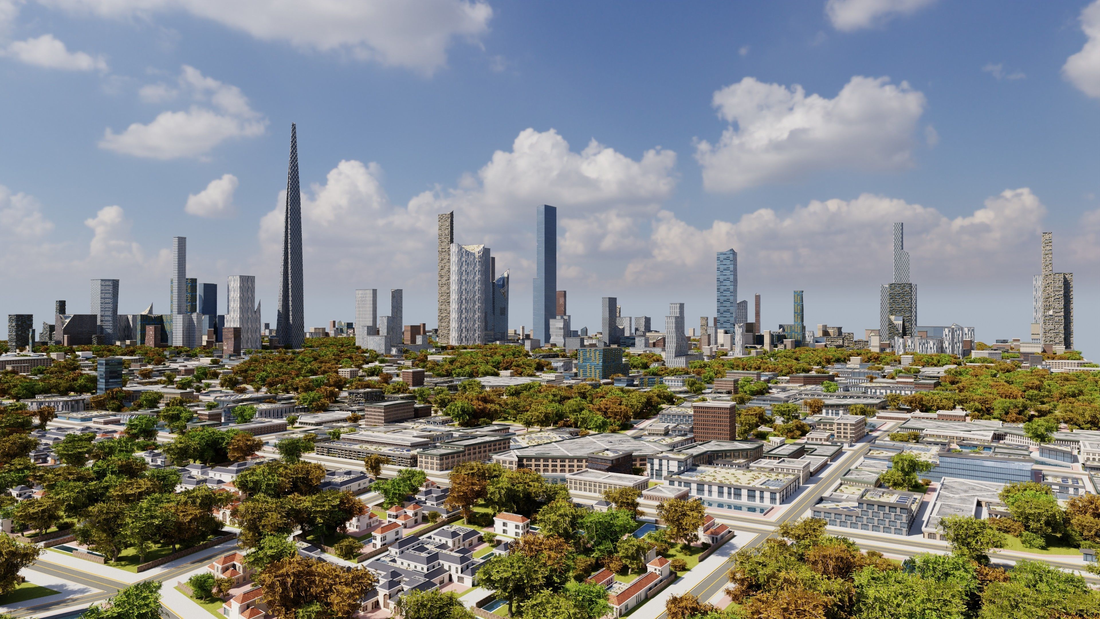 Modern Modular City Blender Cycles Low-poly 3D model_4