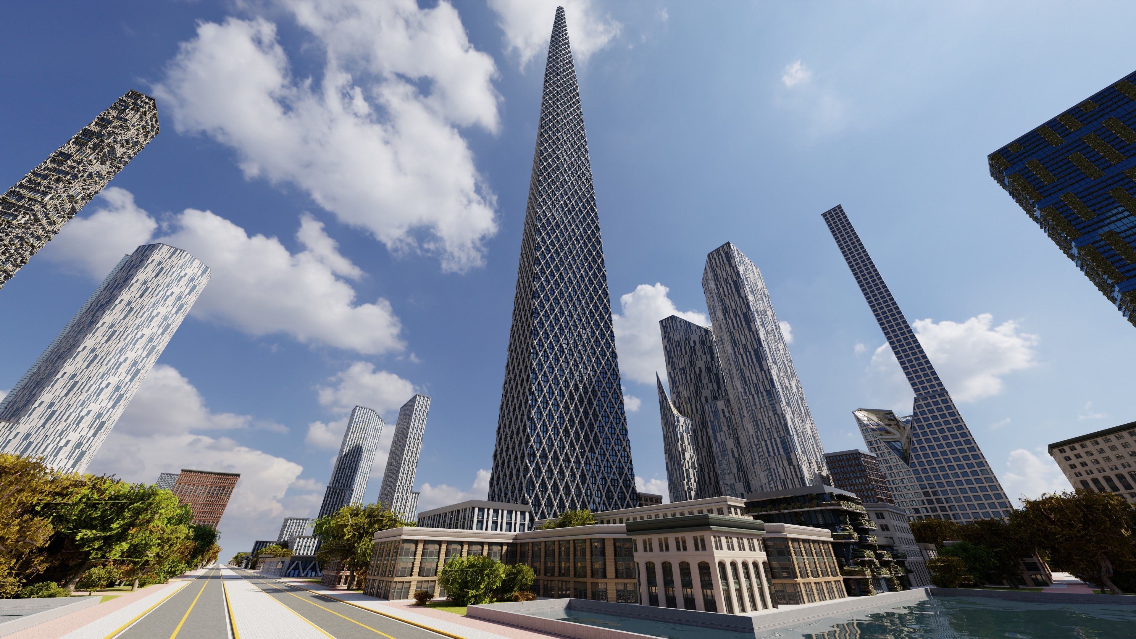 Modern Modular City Blender Cycles Low-poly 3D model_12