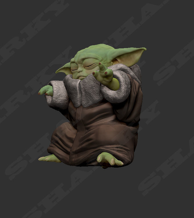 baby yoda force 3D print model_7