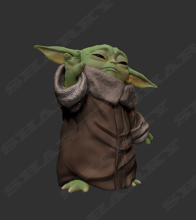baby yoda force 3D print model_10