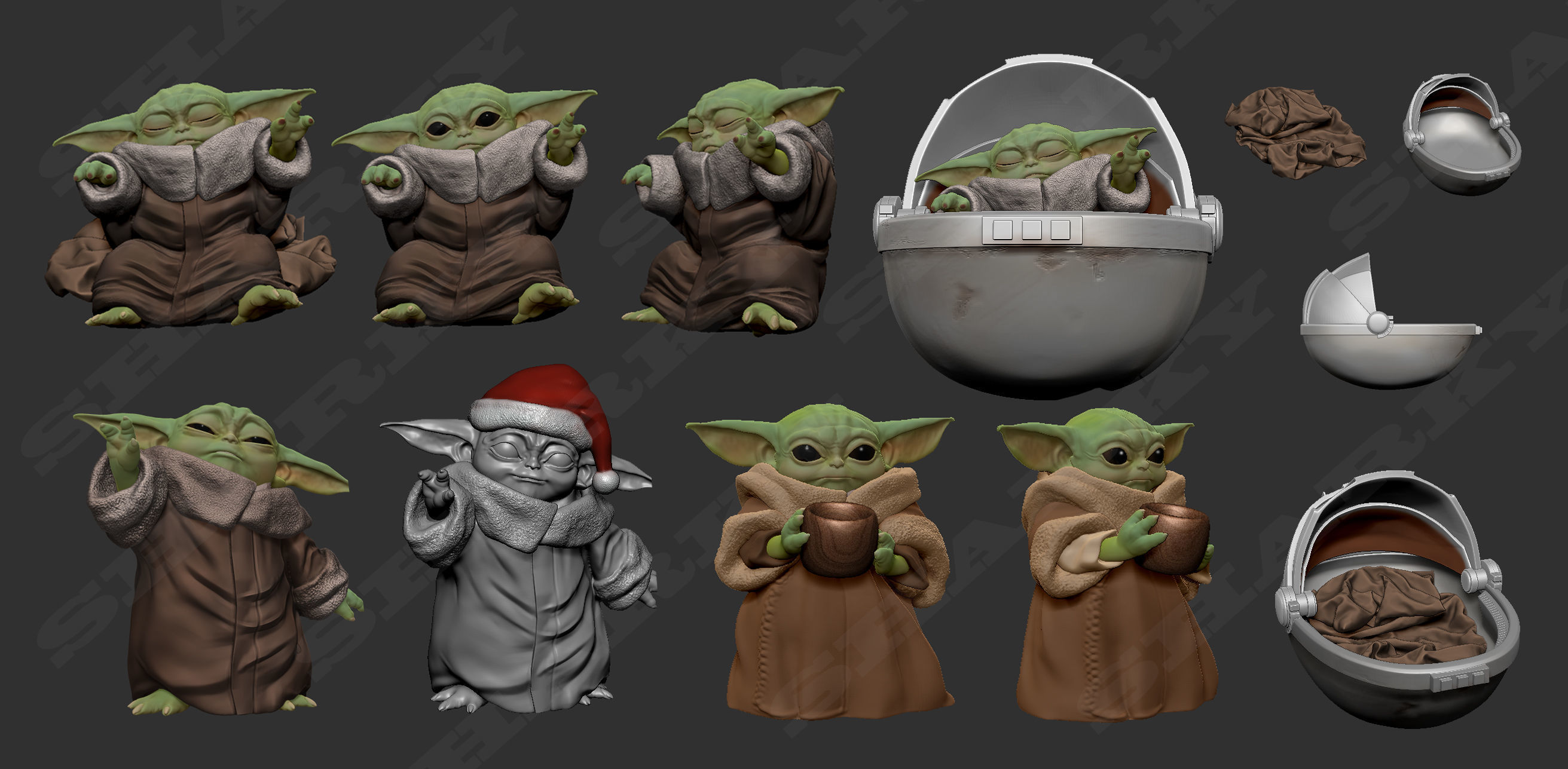 baby yoda force 3D print model_0