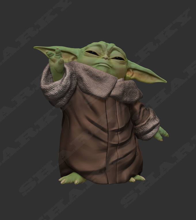 baby yoda force 3D print model_9