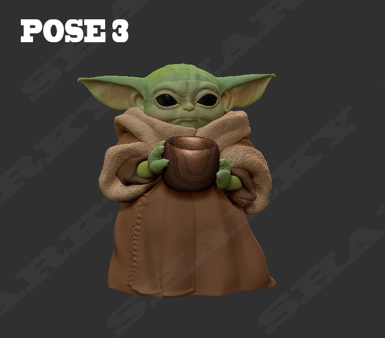 baby yoda force 3D print model_12
