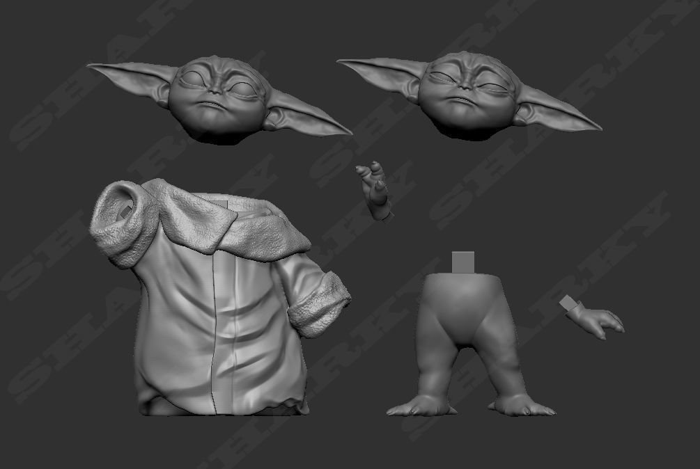 baby yoda force 3D print model_11