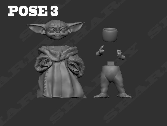 baby yoda force 3D print model_13