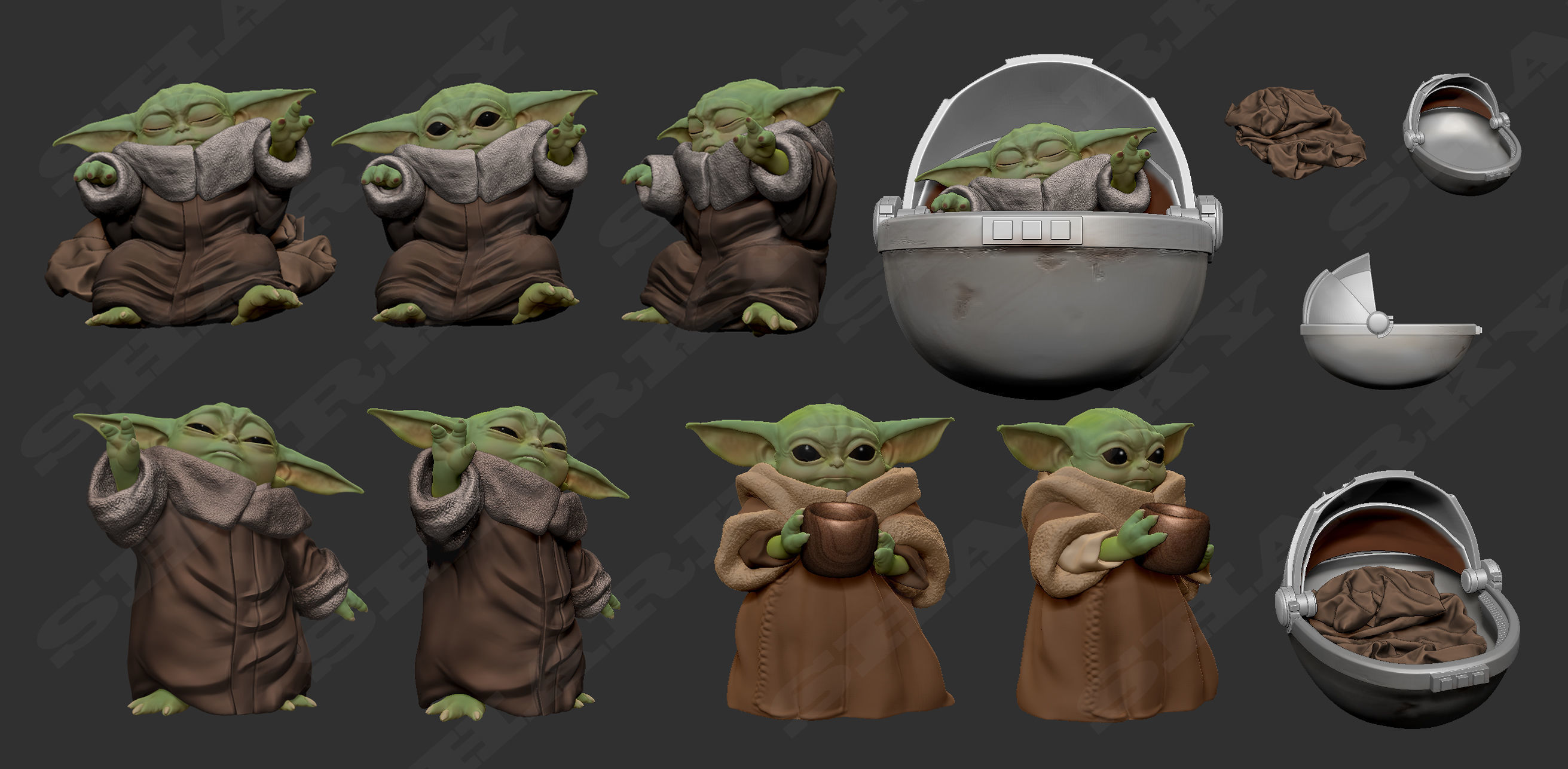 baby yoda force 3D print model_2