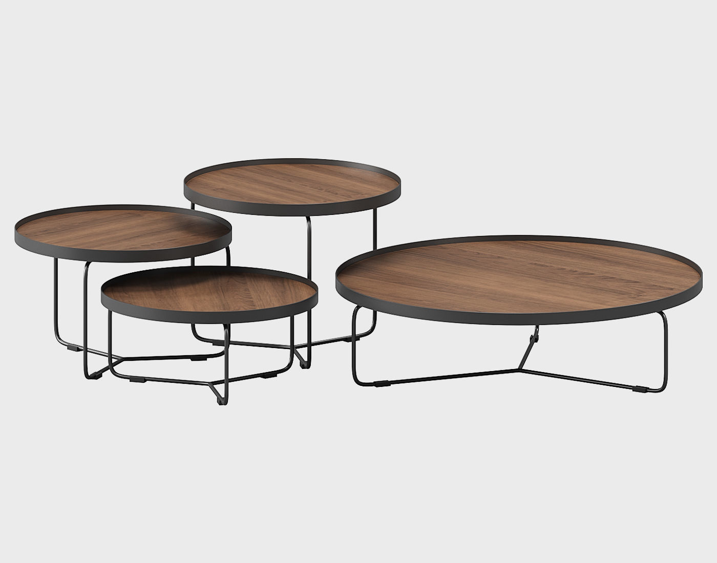 Table Set marble with metal legs 3D model_15