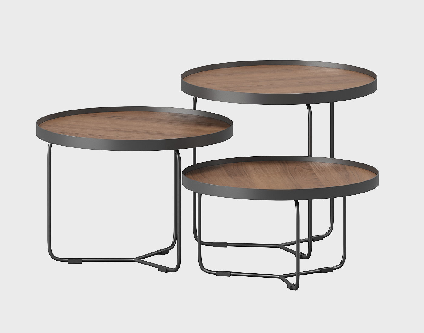 Table Set marble with metal legs 3D model_3