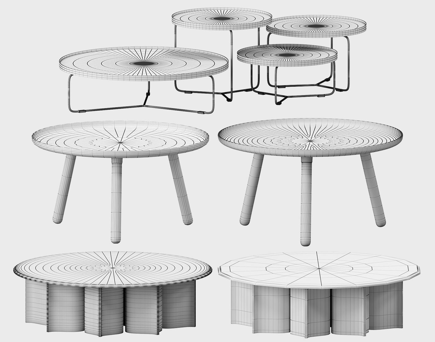 Table Set marble with metal legs 3D model_18