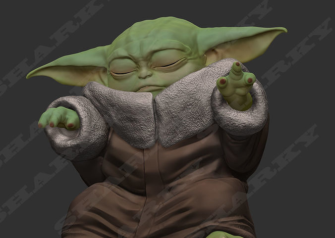 baby yoda force 1 pose 3D print model