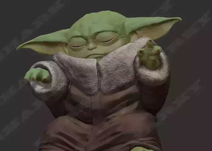 baby yoda force 1 pose 3D print model