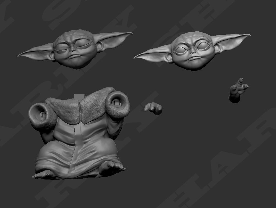 baby yoda force 1 pose 3D print model_4