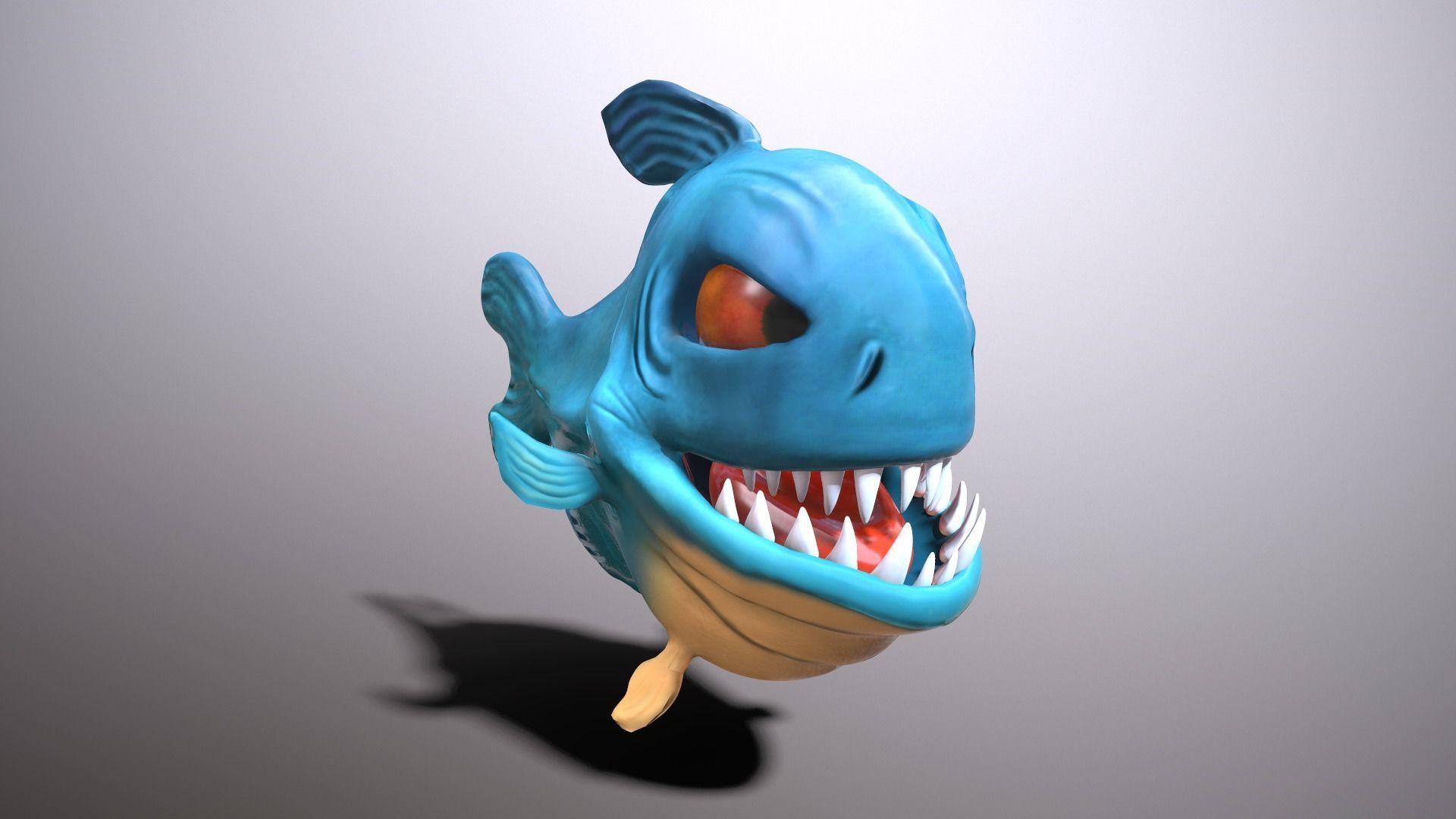 Cartoon piranha Low-poly 3D model_7