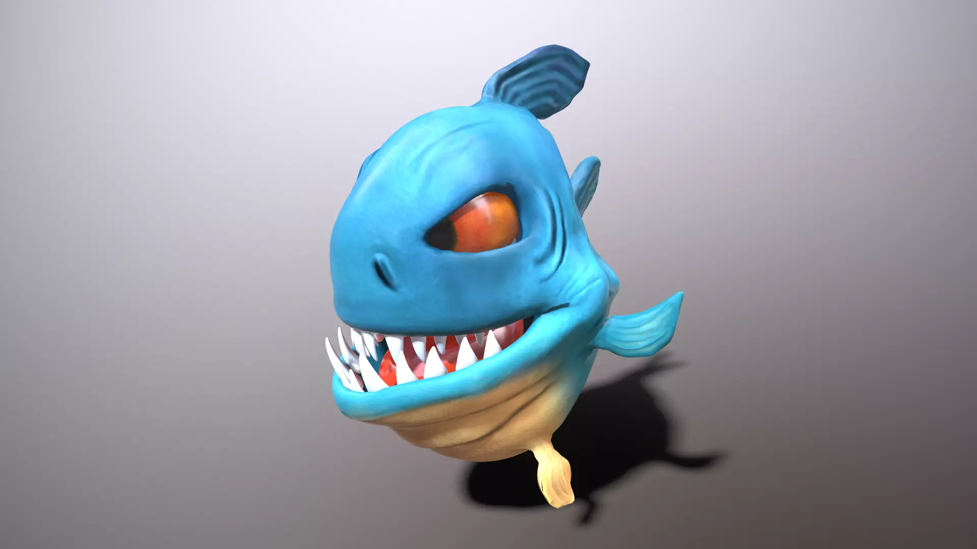 Cartoon piranha Low-poly 3D model_0