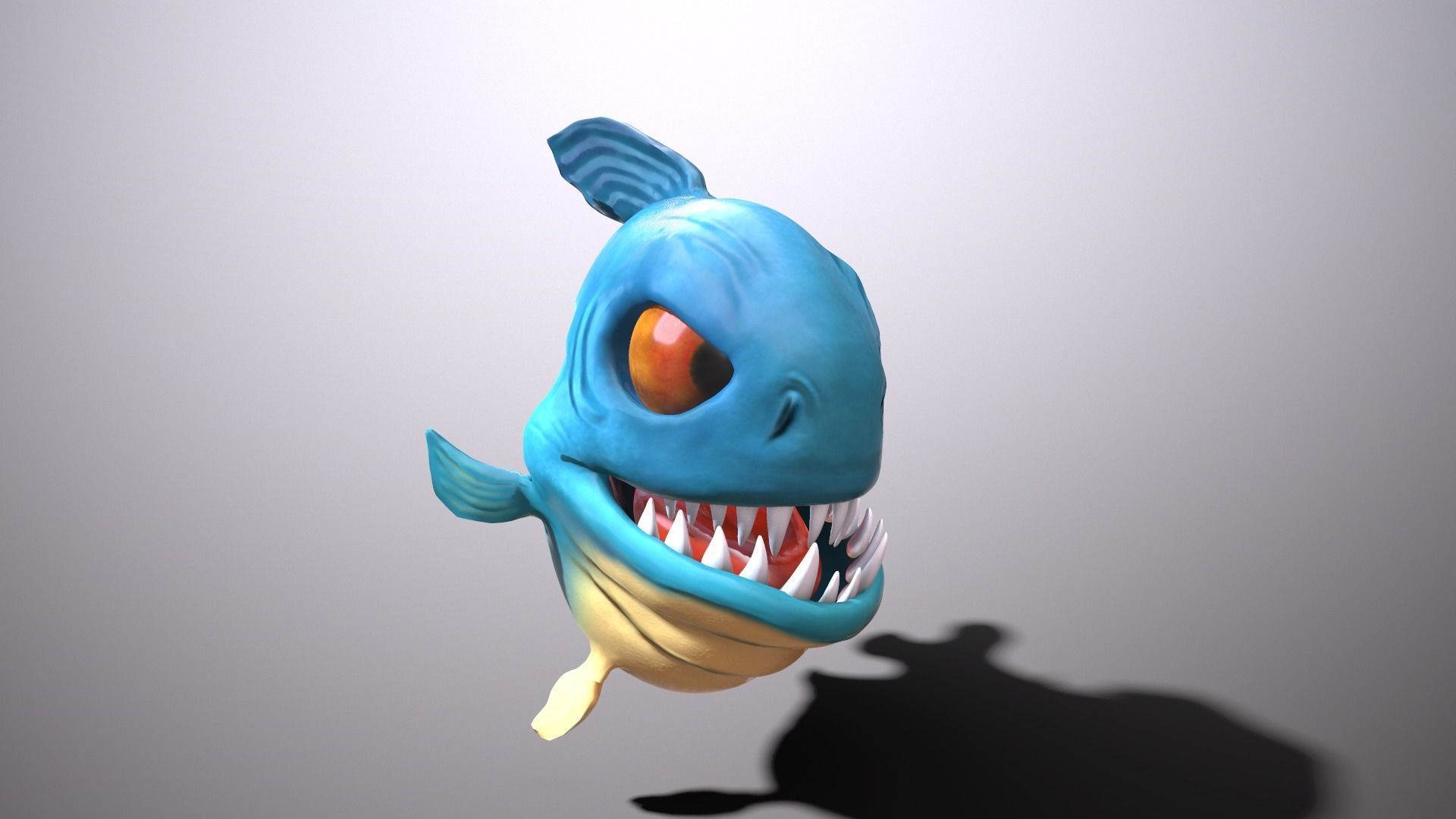 Cartoon piranha Low-poly 3D model_8