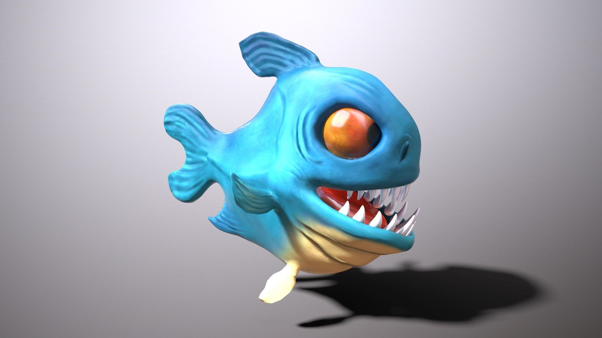 Cartoon piranha Low-poly 3D model_5