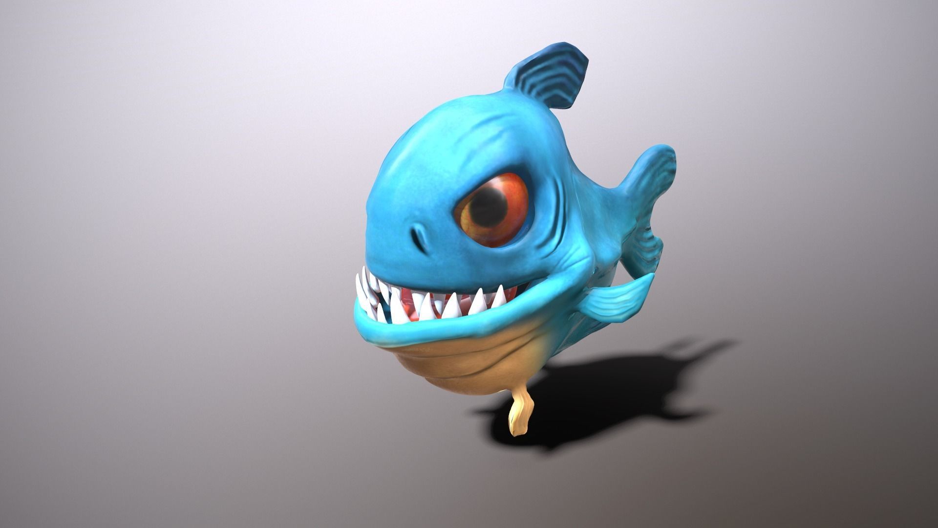 Cartoon piranha Low-poly 3D model_9