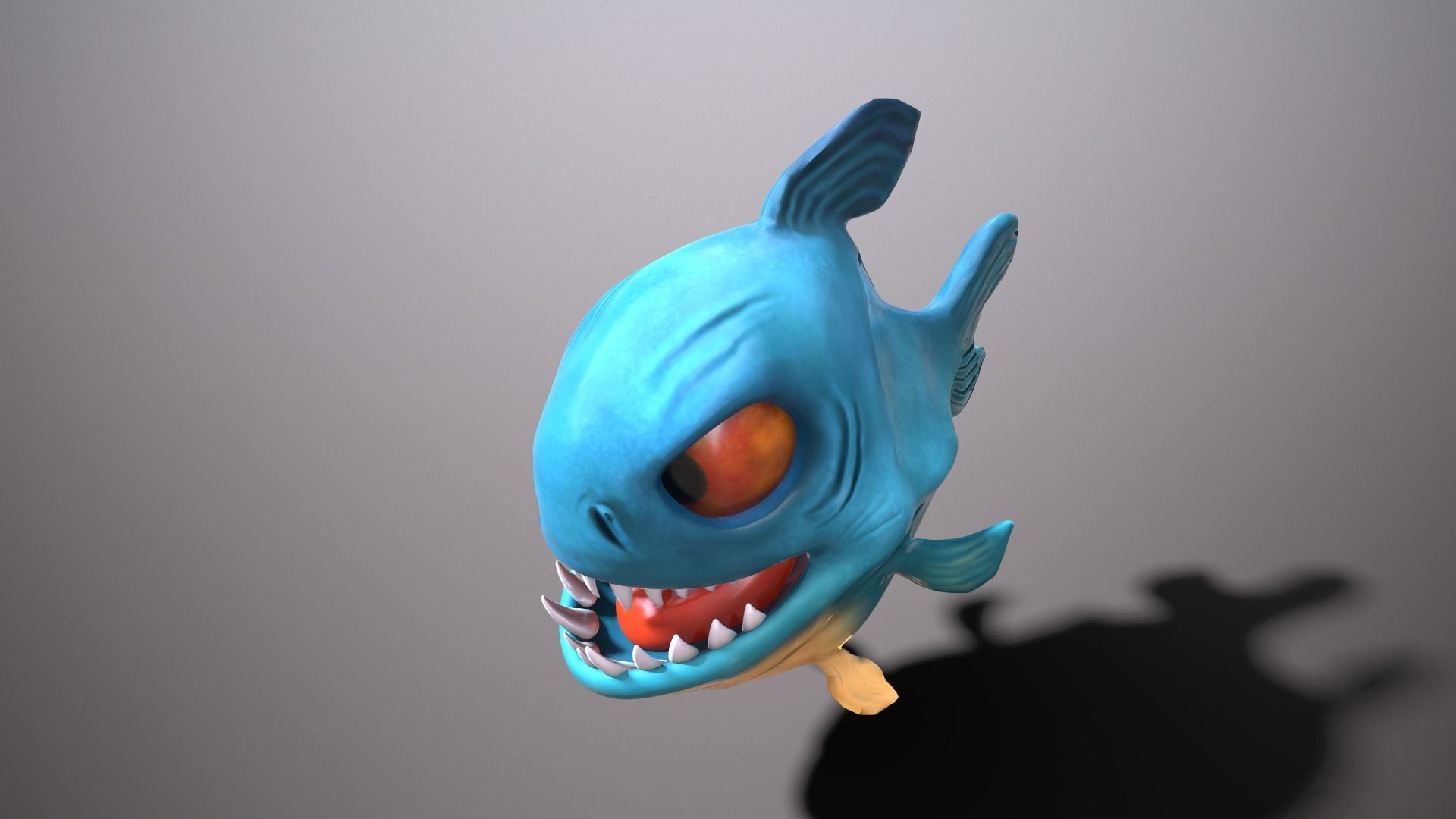 Cartoon piranha Low-poly 3D model_6
