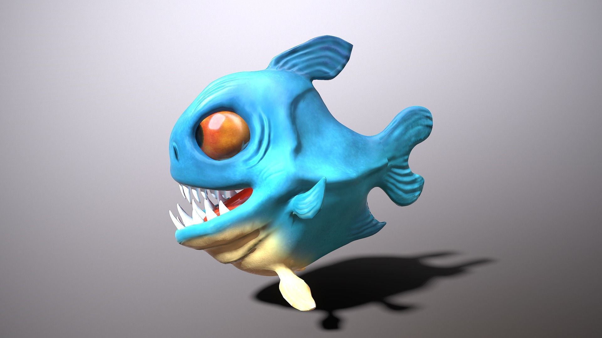 Cartoon piranha Low-poly 3D model_3