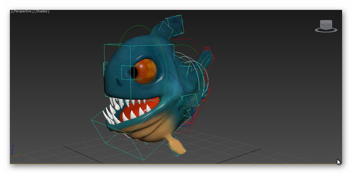 Cartoon piranha Low-poly 3D model_10
