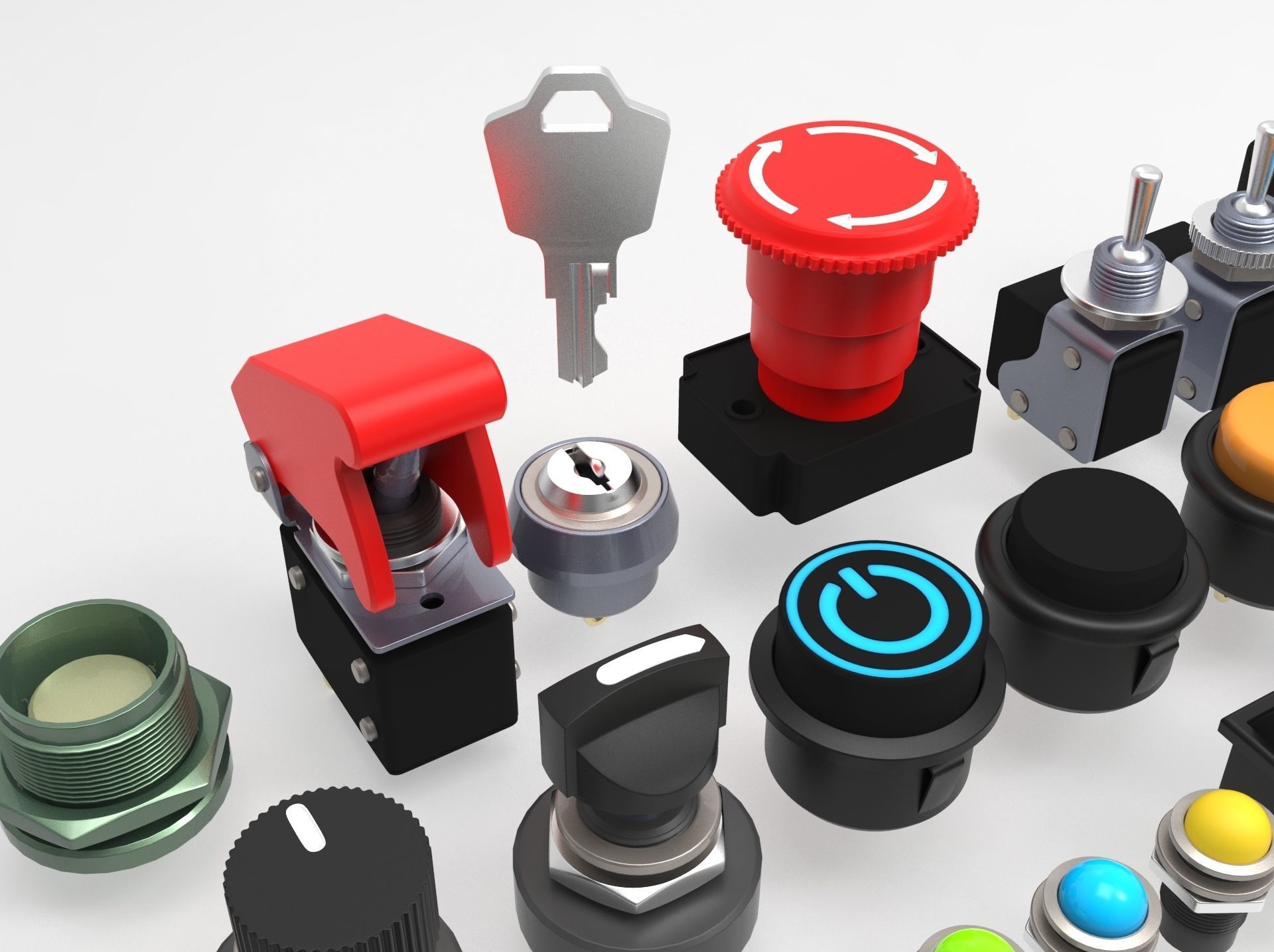 Emergency Buttons  and Switches  3D model_2