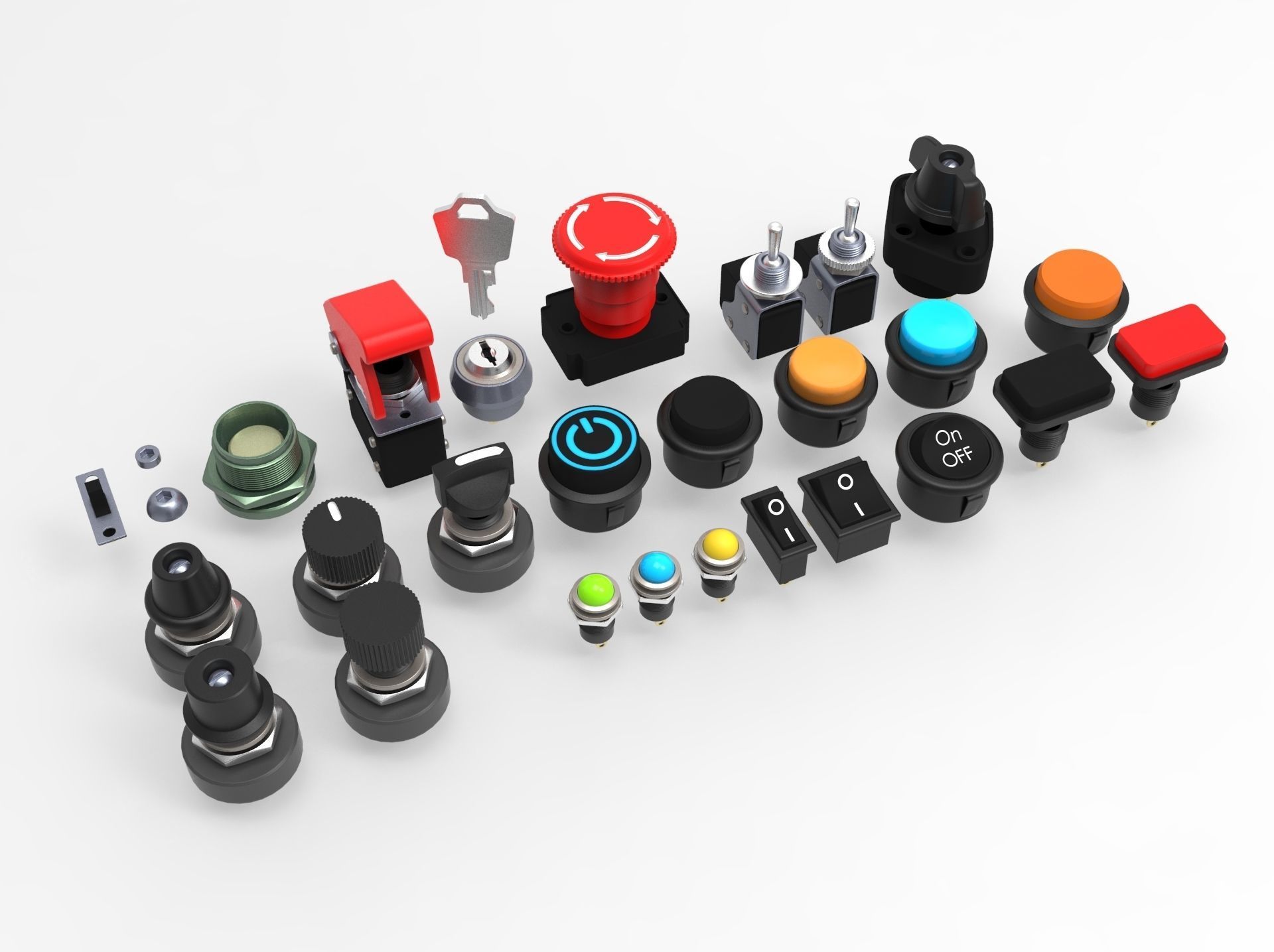 Emergency Buttons  and Switches  3D model_1