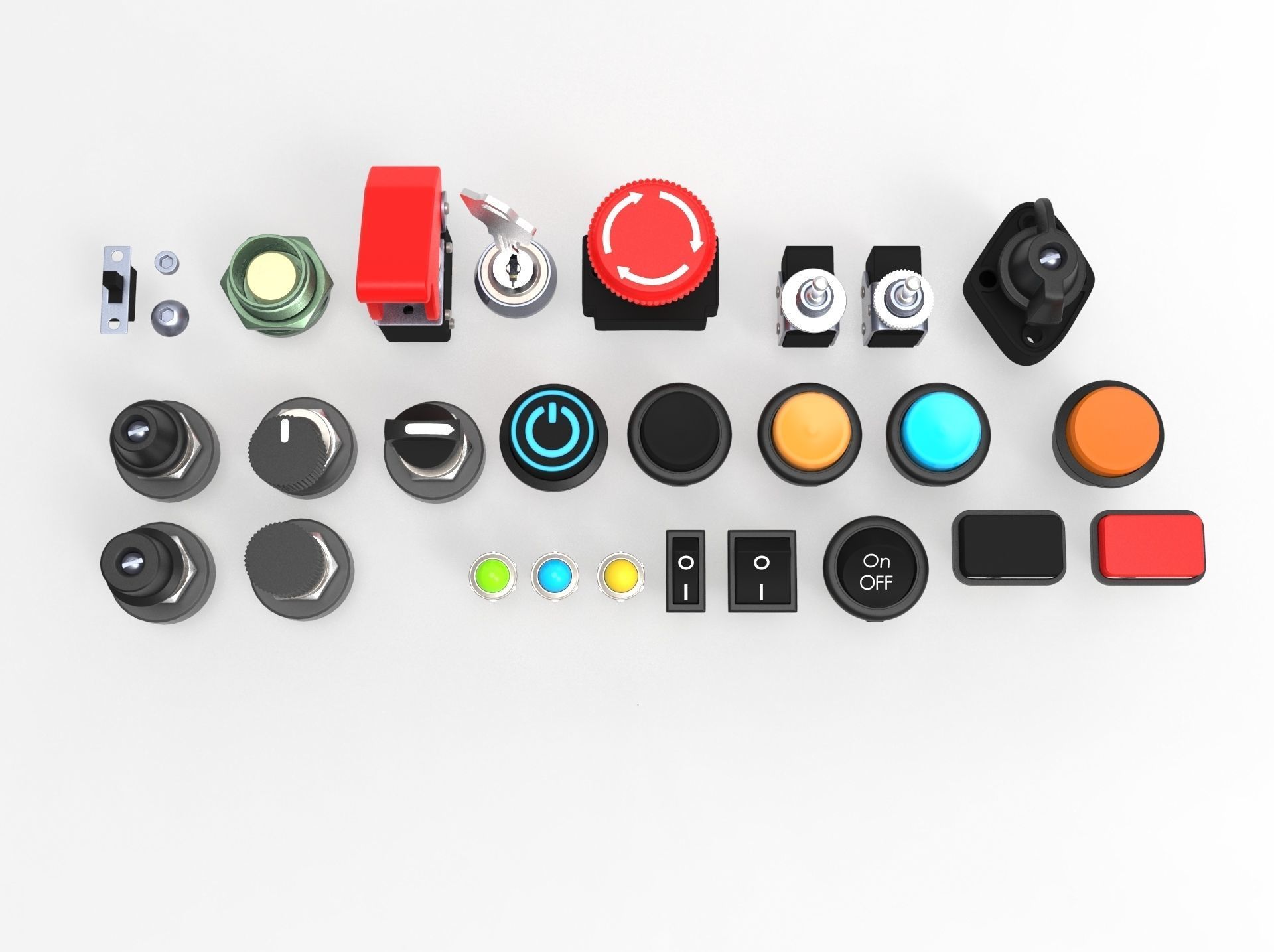 Emergency Buttons  and Switches  3D model_4
