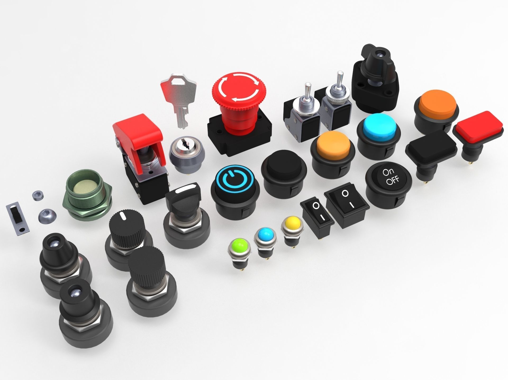 Emergency Buttons  and Switches  3D model_6