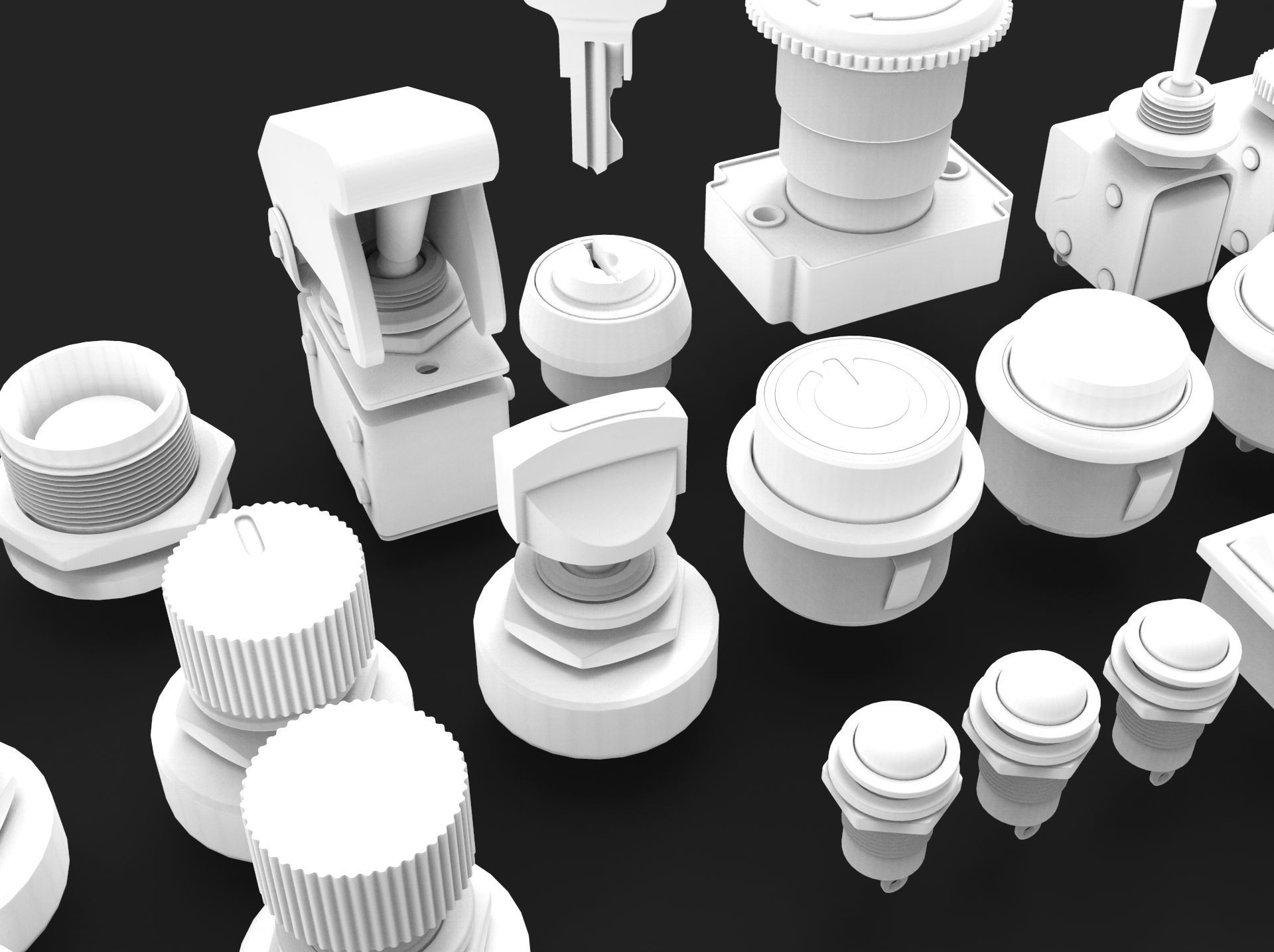 Emergency Buttons  and Switches  3D model_13