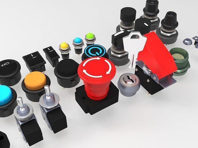   Emergency Buttons  and Switches  3D model