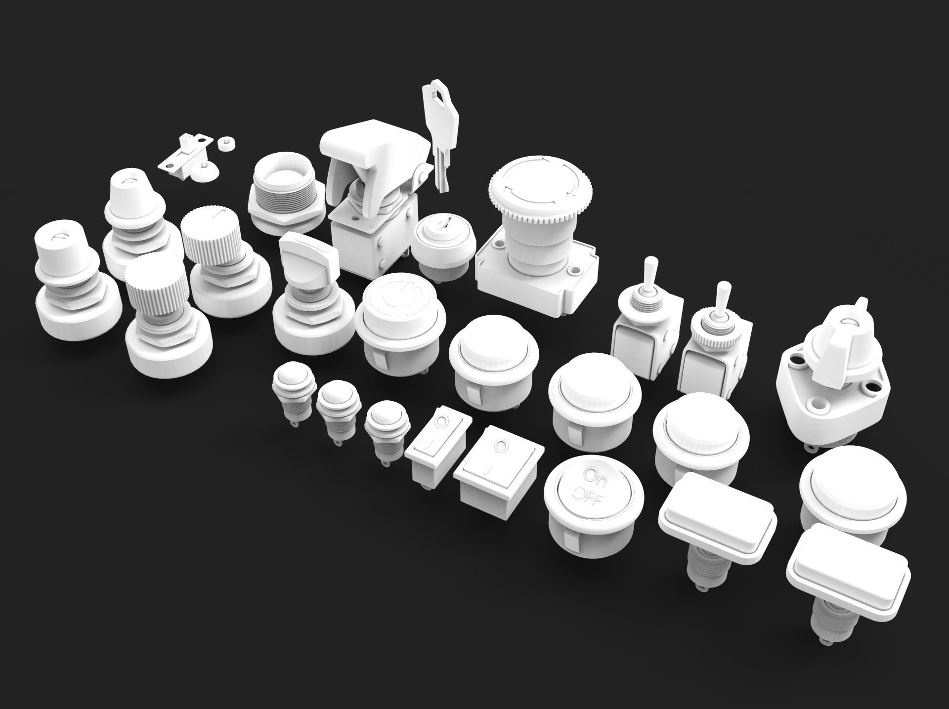 Emergency Buttons  and Switches  3D model_12