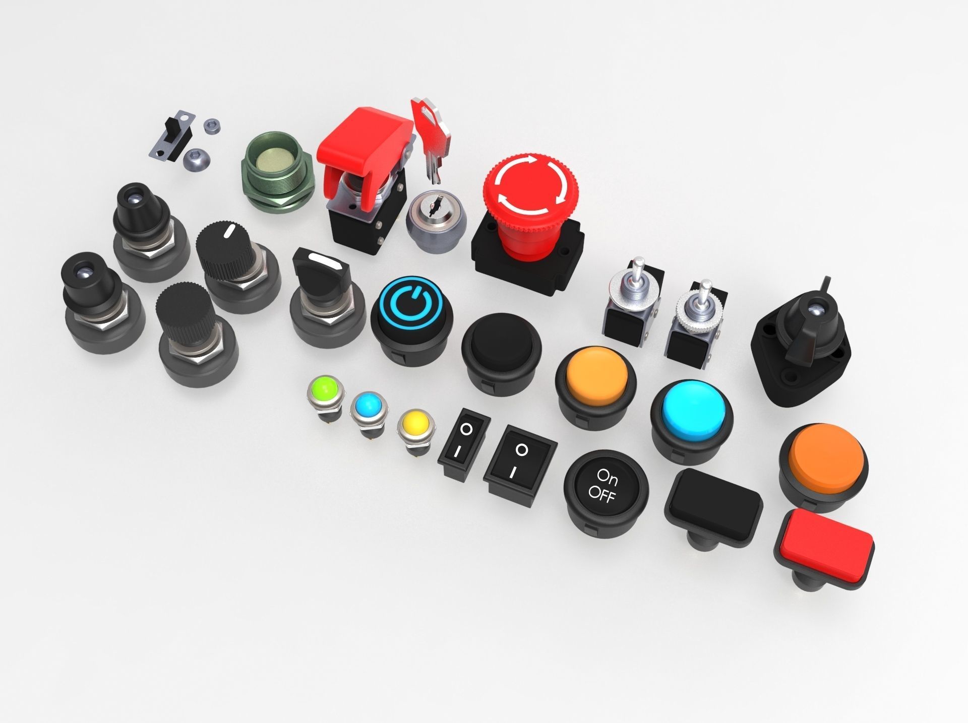 Emergency Buttons  and Switches  3D model_3