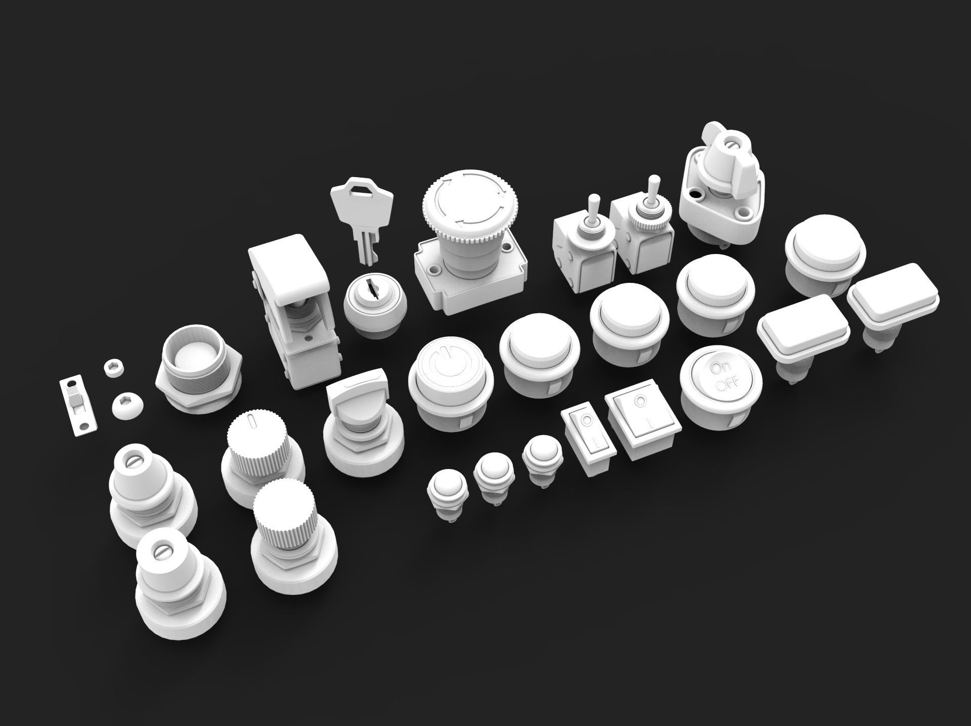 Emergency Buttons  and Switches  3D model_11