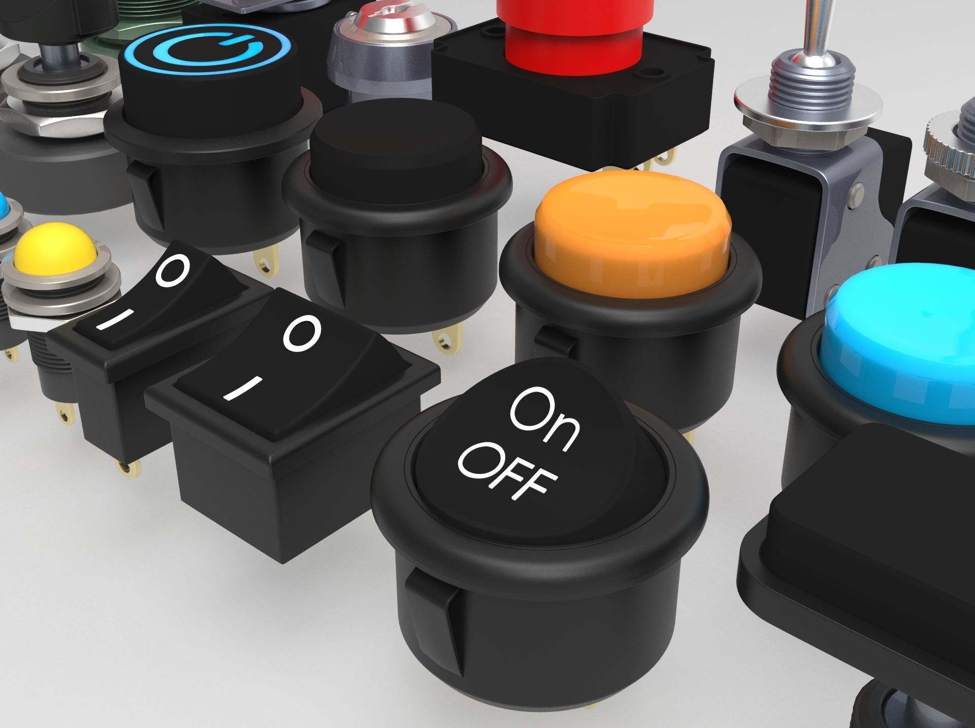Emergency Buttons  and Switches  3D model_5