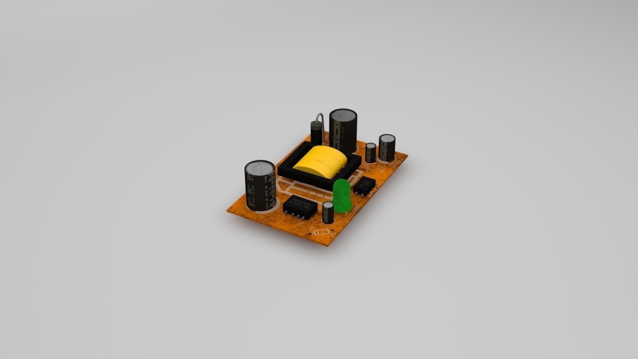 Circuit Board Optocoupler Chip Capacitor 3D model_3