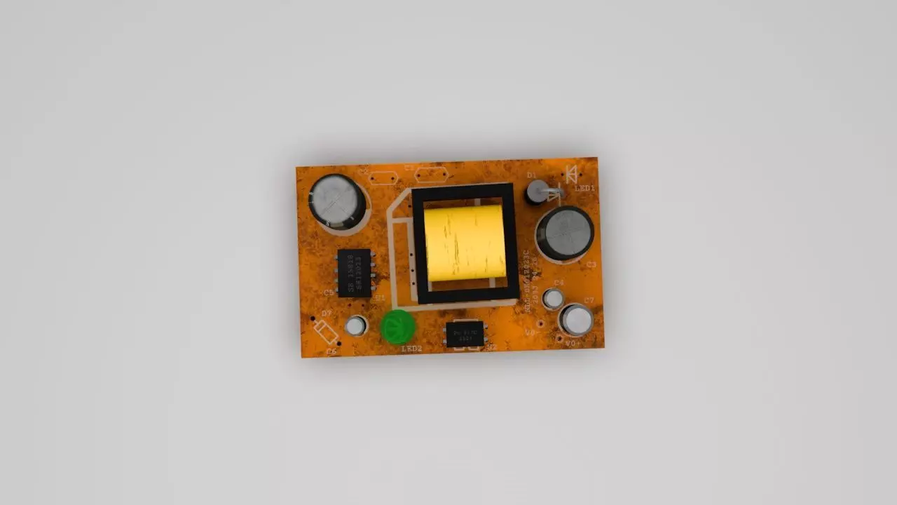 Circuit Board Optocoupler Chip Capacitor 3D model_0