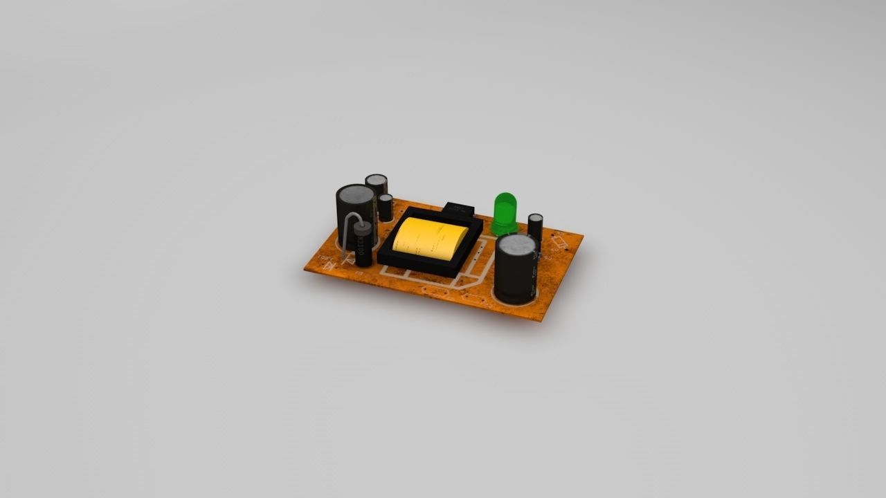 Circuit Board Optocoupler Chip Capacitor 3D model_2