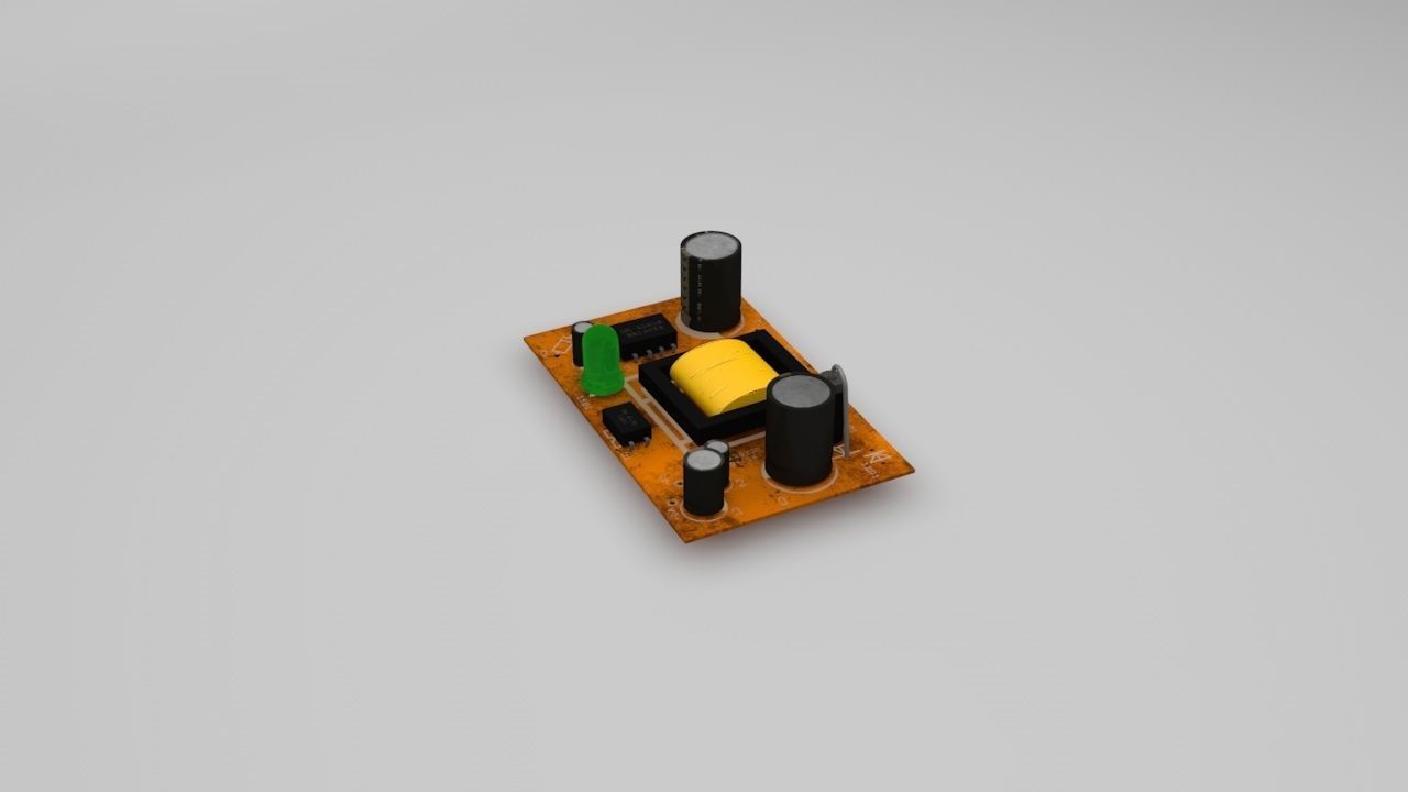 Circuit Board Optocoupler Chip Capacitor 3D model_1