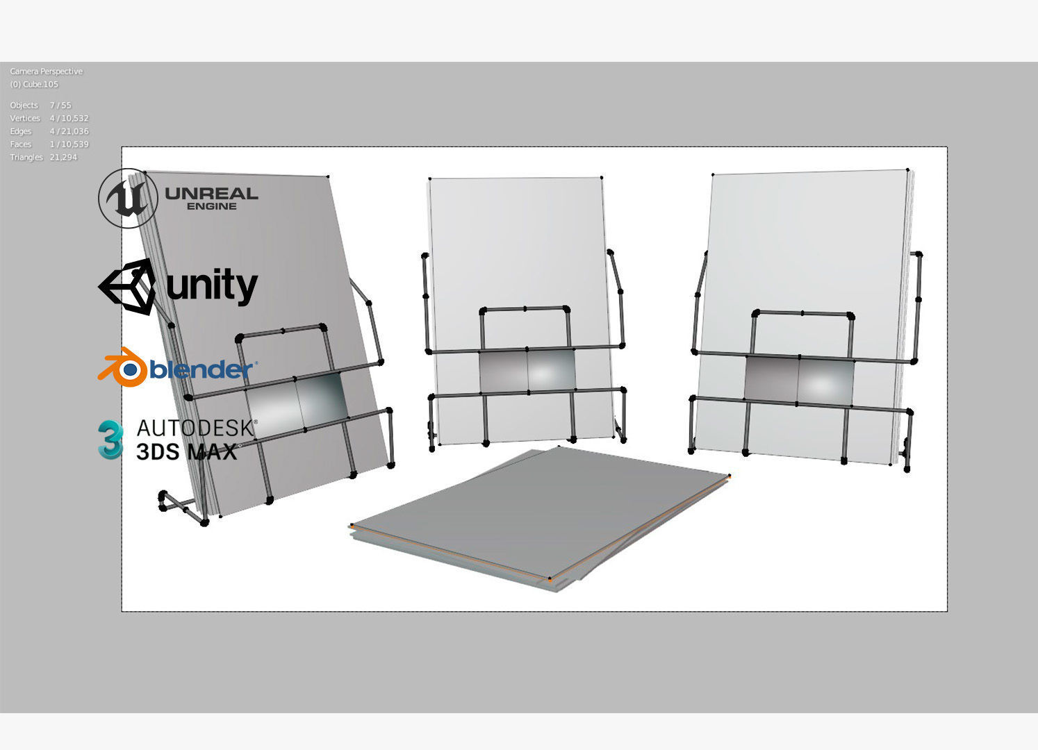 Comic Book Metal Wire Rack Low-poly 3D model_6