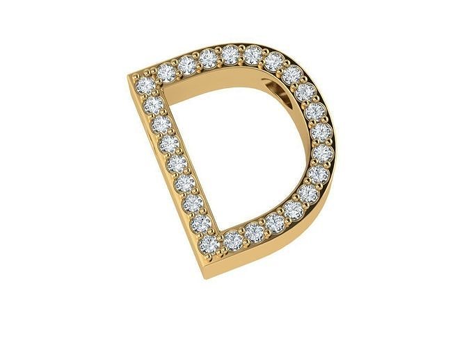 Letter D gold with diamonds 3D model