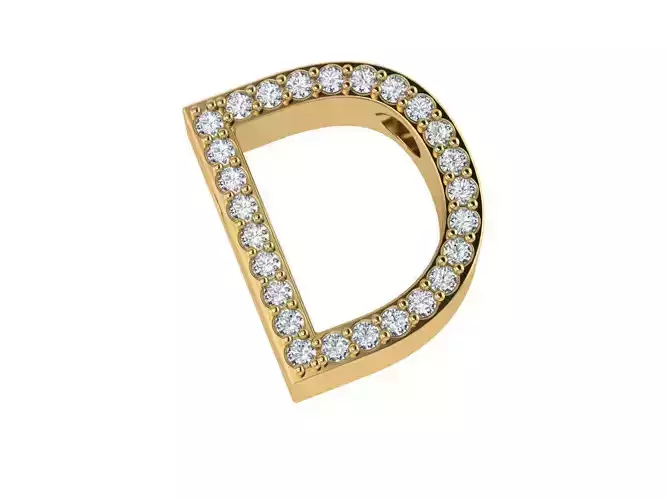 Letter D gold with diamonds