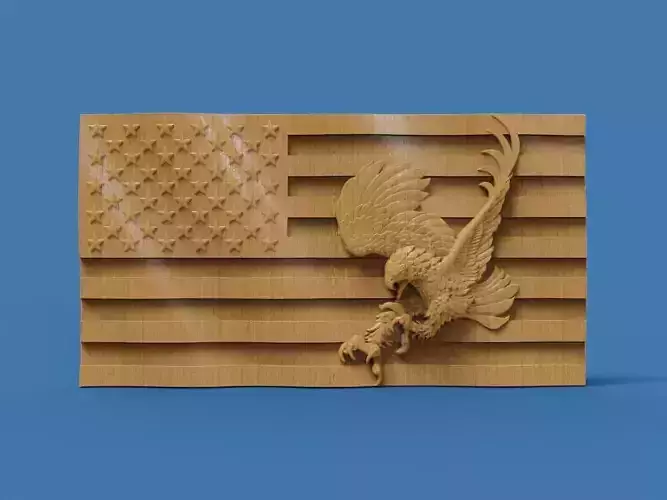 American Eagle with Flag 3D STL File 3D print model