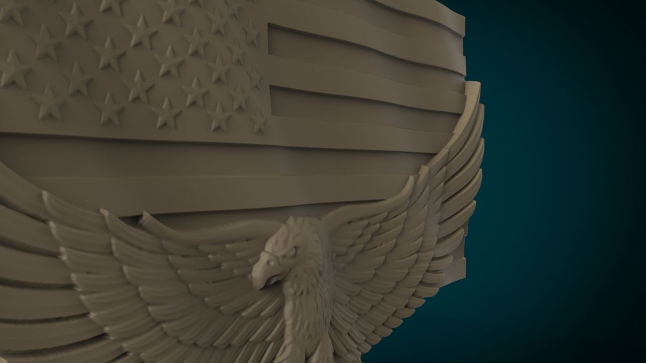 American Eagle with Flag 3D STL File - CNC and 3D Printing 3D print model_6