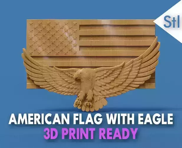 American Eagle with Flag 3D STL File - CNC and 3D Printing 3D print model American Eagle with Flag 3D STL File - CNC and 3D Printing 3D print model