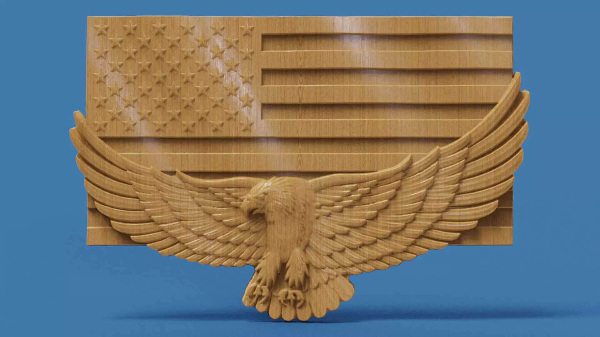 American Eagle with Flag 3D STL File - CNC and 3D Printing 3D print model_1