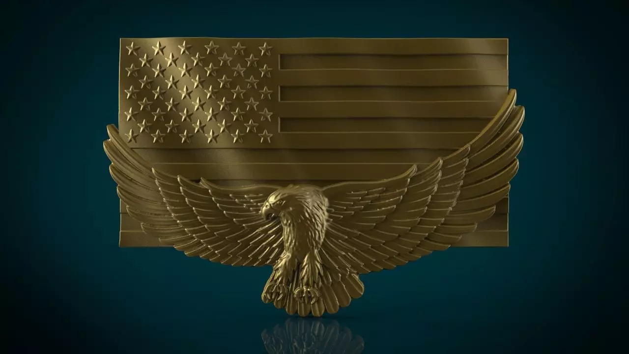 American Eagle with Flag 3D STL File - CNC and 3D Printing 3D print model_2